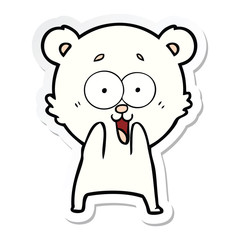 sticker of a excited teddy bear cartoon
