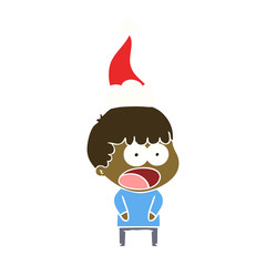 flat color illustration of a shocked man wearing santa hat