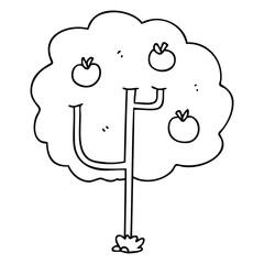 quirky line drawing cartoon tree