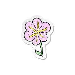 retro distressed sticker of a cartoon flower