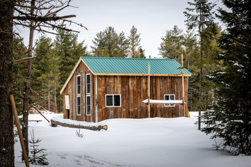 A quaint cabin set back in the Adirondack Mountains.  - 255036430