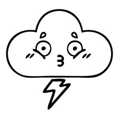 line drawing cartoon storm cloud