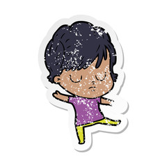distressed sticker of a cartoon woman
