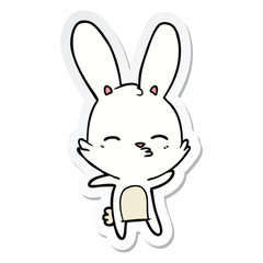 sticker of a curious bunny cartoon