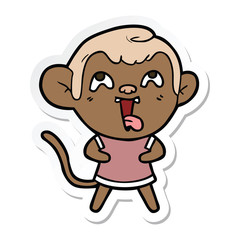 sticker of a crazy cartoon monkey