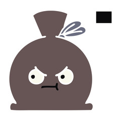 flat color retro cartoon sack