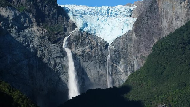 Melting glacier of the Queulat National Park located in Patagonia, Chile