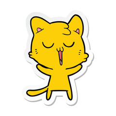 sticker of a cartoon cat singing
