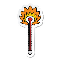 sticker of a quirky hand drawn cartoon hot thermometer