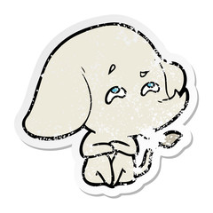 distressed sticker of a cartoon elephant remembering