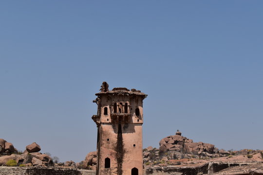 Ancient ruined watch tower in India