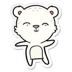 sticker of a happy cartoon polar bear dancing