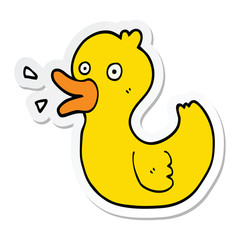 sticker of a cartoon quacking duck