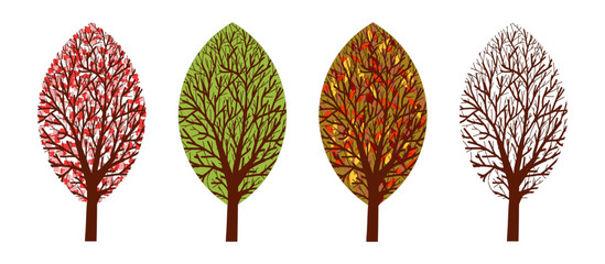 Leaf shaped Trees Four Seasons