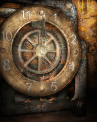 Fototapeta na wymiar 3d illustration graphic background of an old rusted vintage clock