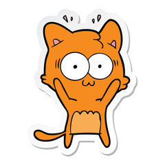 sticker of a cartoon surprised cat
