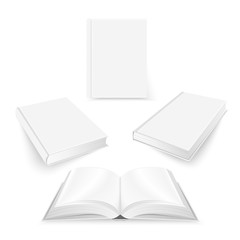 Set of white blank book template. Mockup for the cover design Isolated on white background.
