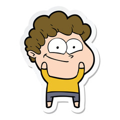 sticker of a cartoon happy man