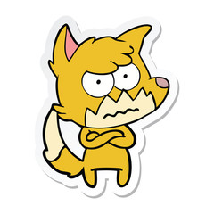 sticker of a cartoon annoyed fox