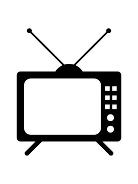 fernseher tv bildschirm sehen schauen gucken video alt retro antennen r&ouml;hrenfernseher pictogramm logo design programm