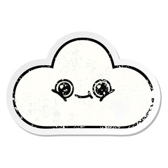 distressed sticker of a cute cartoon cloud