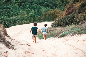 Kids having fun on the beach