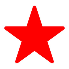 Star symbol icon - red simple, 5 pointed rounded, isolated - vector