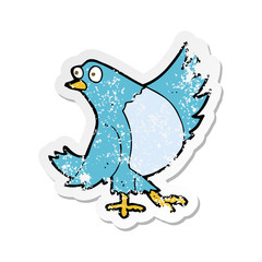 retro distressed sticker of a cartoon dancing bluebird