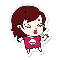 sticker of a cute cartoon vampire girl
