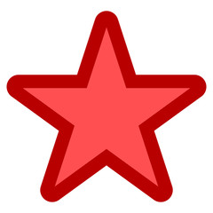Fototapeta premium Star symbol icon - red simple with outline, 5 pointed rounded, isolated - vector