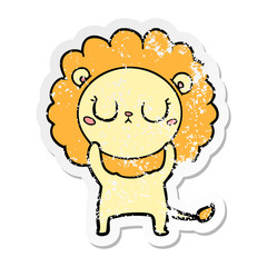 distressed sticker of a cartoon lion