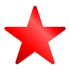 Star symbol icon - red gradient, 5 pointed rounded, isolated - vector
