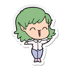 Obraz premium sticker of a cartoon elf girl