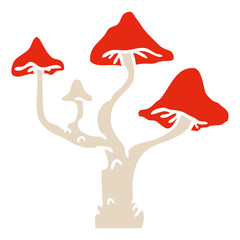 cartoon doodle of growing mushrooms