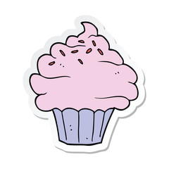 sticker of a cartoon cupcake