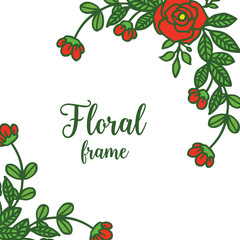 Vector illustration various style red floral frame