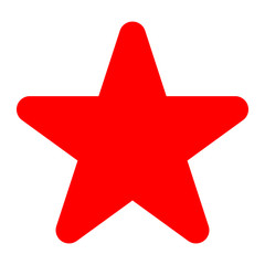 Star symbol icon - red simple, 5 pointed rounded, isolated - vector
