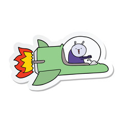 Fototapeta premium sticker of a cartoon alien in spaceship