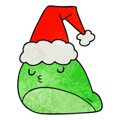 christmas textured cartoon of kawaii slug