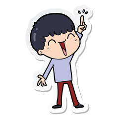 sticker of a cartoon happy man