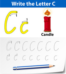 Letter C tracing alphabet worksheets