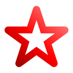 Obraz premium Star symbol icon - red hollow gradient, 5 pointed rounded, isolated - vector