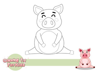 Coloring The Cute Cartoon Pig. Educational Game for Kids. Vector Illustration With Cartoon Style Funny Animal