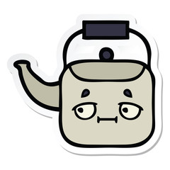 sticker of a cute cartoon kettle