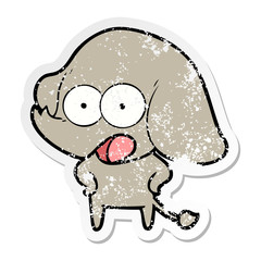 distressed sticker of a cute cartoon elephant