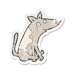 retro distressed sticker of a cartoon dog
