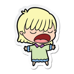 sticker of a cartoon woman talking loudly