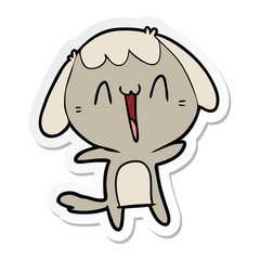 sticker of a cartoon laughing dog