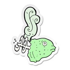 sticker of a cartoon smelly old fish head