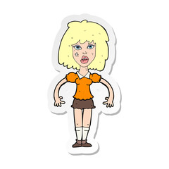 sticker of a cartoon girl fight